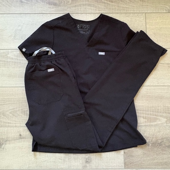 Figs Tops - Figs Technical Collection Black Matching Scrub Set XS